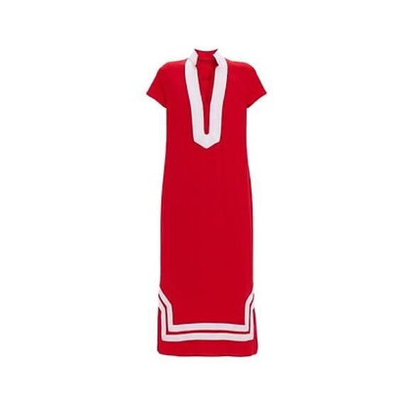 SAIL TO SABLE Exclusive Red and White Short Sleeve Classic Maxi Tunic Size L NWT - Picture 7 of 7
